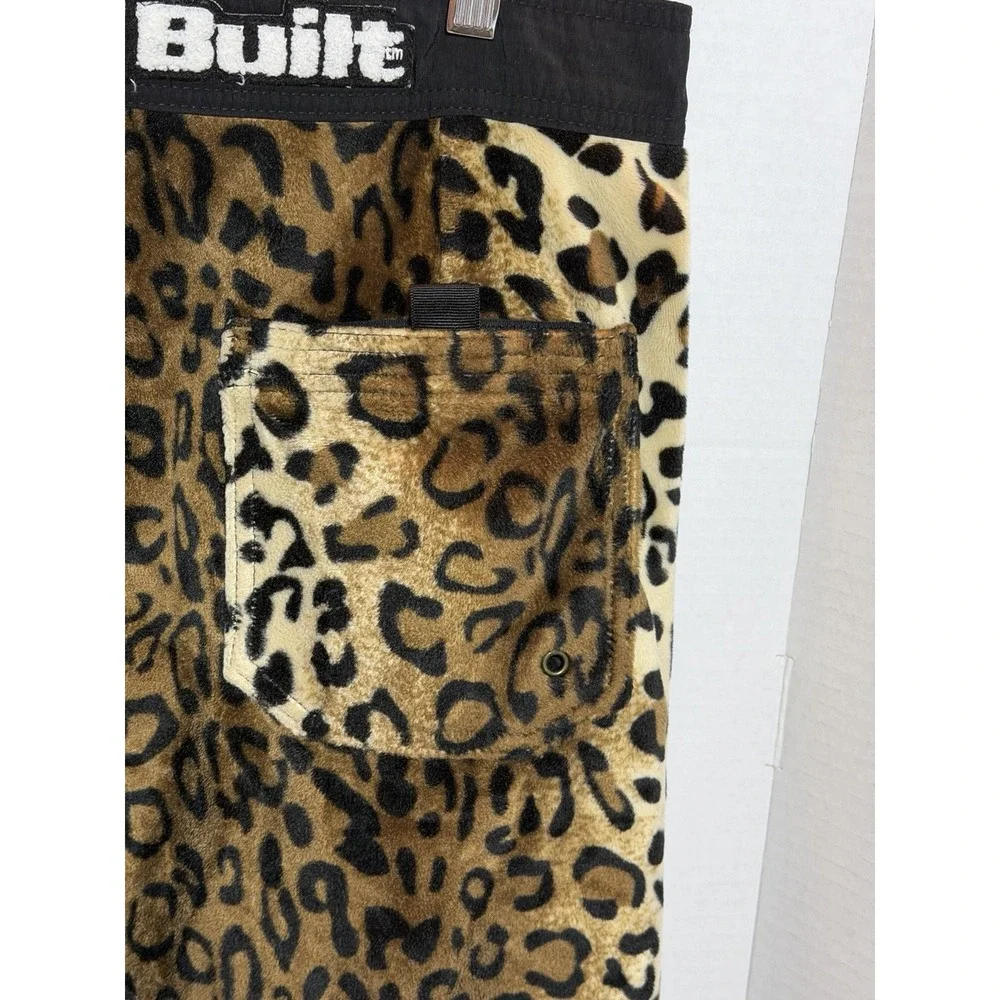 Vtg Maui Built Rare Velour Faux Fur Leopard Board Shorts Swim Trunks 241